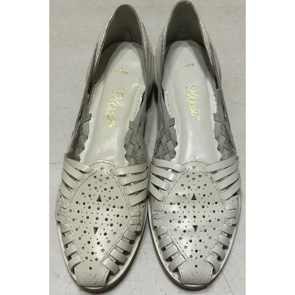 VINTAGE Nine West Low Heel White Slip-on Leather Sandals Women's Size 6M (READ) - Picture 2 of 16